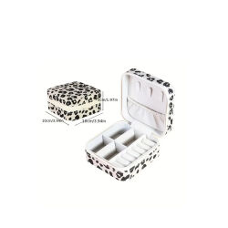 Jewelbox Beyaz Leopar Desenli Takı Çantası - 2