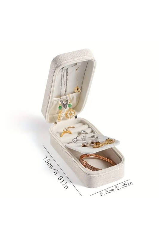 Jewelbox Beyaz Dikdörtgen Seyahat Takı Kutusu - 2