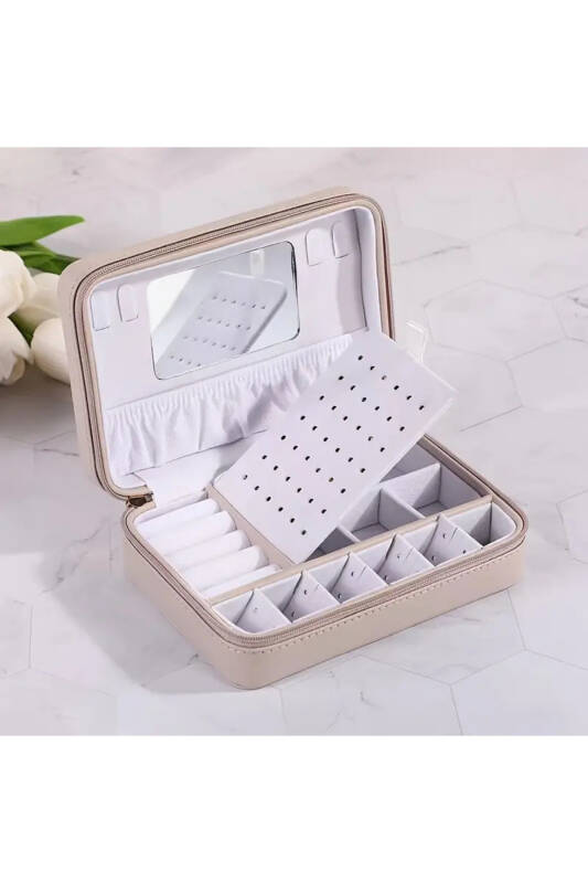Jewelbox Gri Aynalı Seyahat Takı Çantası - 1