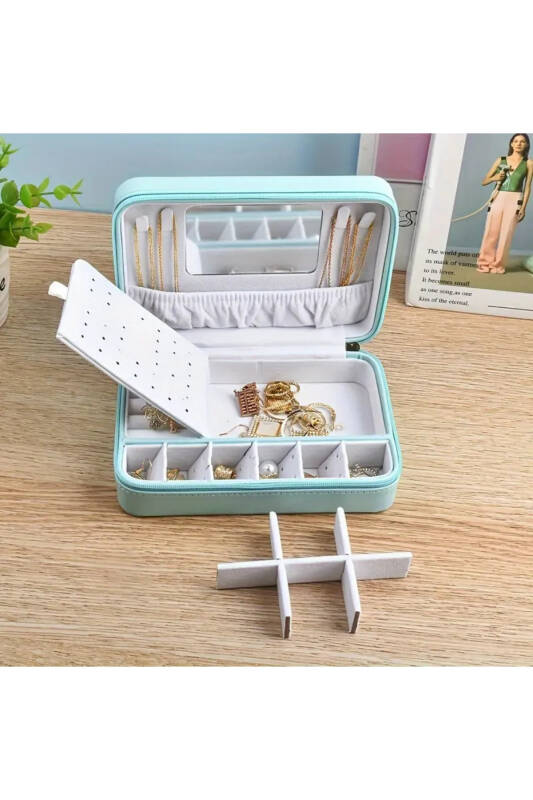 Jewelbox Gri Aynalı Seyahat Takı Çantası - 3