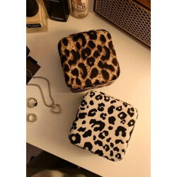 Jewelbox Kahverengi Leopar Desenli Takı Çantası - 4