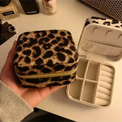 Jewelbox Kahverengi Leopar Desenli Takı Çantası - 2