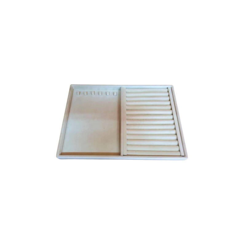 Jewelbox Krem Süet Kumaş Yüzük Kolye Çekmece içi Organizer - 1