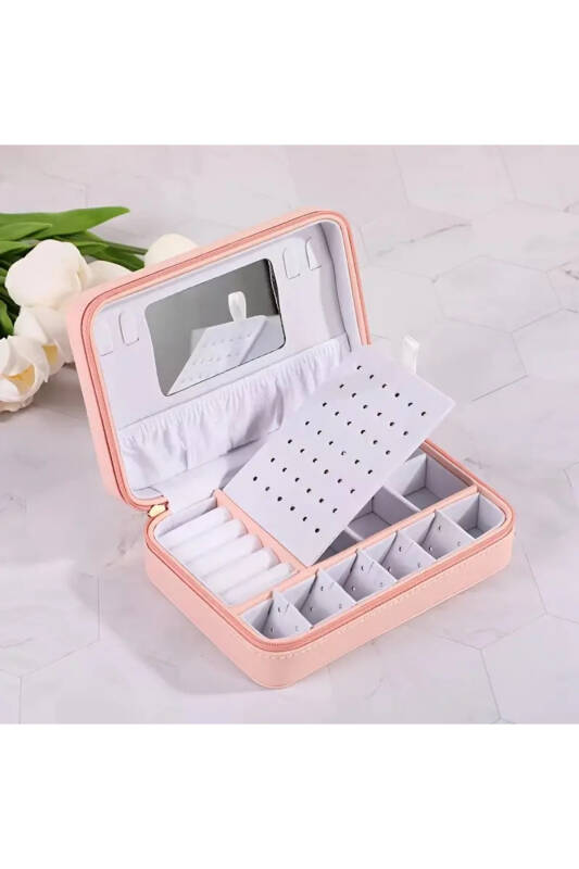 Jewelbox Pembe Aynalı Seyahat Takı Çantası - 1