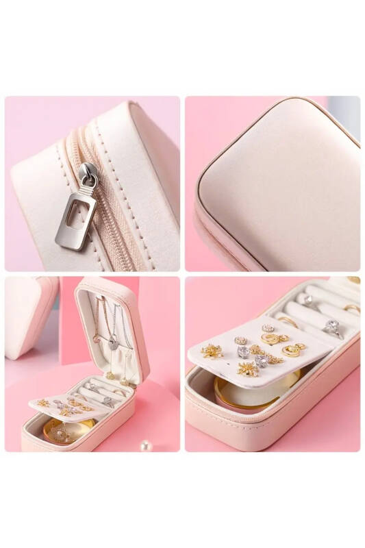 Jewelbox Pembe Dikdörtgen Seyahat Takı Kutusu - 5