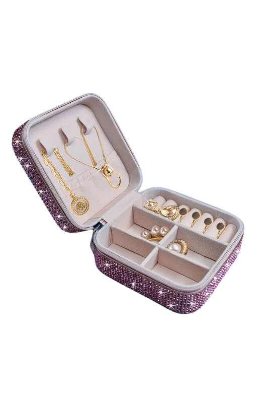 Jewelbox Pembe Taşlı Dikdörtgen Takı Kutusu - 2