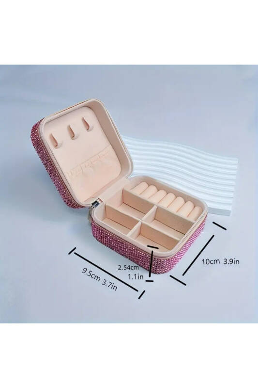 Jewelbox Pembe Taşlı Dikdörtgen Takı Kutusu - 3