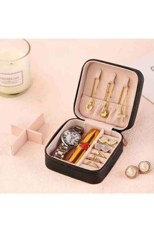 Jewelbox Siyah Minik Seyahat Takı Çantası - 5