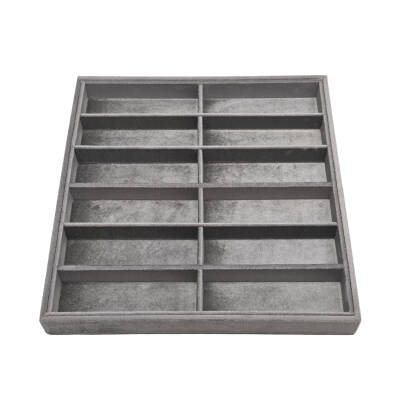 Jewelbox Süet Kumaş Füme Renk 12 Bölmeli Gözlük Standı 36x38 cm - 1