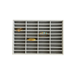 Jewelbox Süet Kumaş Gri Renk 40 Bölmeli Bileziklik Bileklik Takı Standı 24x34 cm - 1