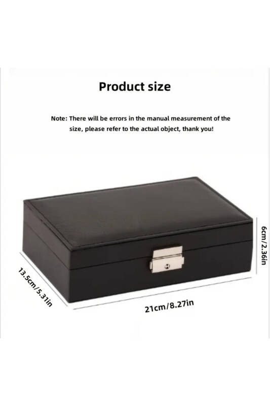 Jewelbox Suni Deri Siyah Kilitli Takı Kutusu - 3