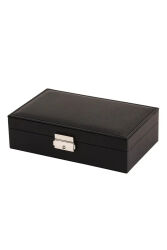 Jewelbox Suni Deri Siyah Kilitli Takı Kutusu - 4