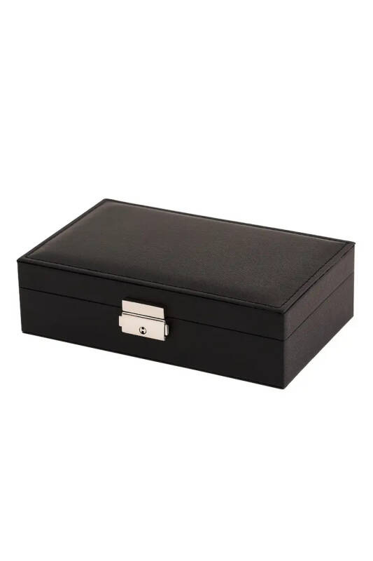 Jewelbox Suni Deri Siyah Kilitli Takı Kutusu - 4