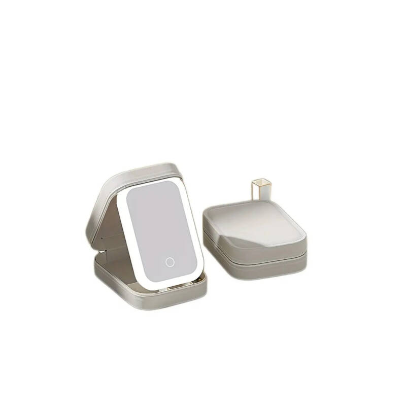 Makeup Bag Aynalı Led Işıklı Katlanabilir Beyaz Makyaj Kutusu - 3