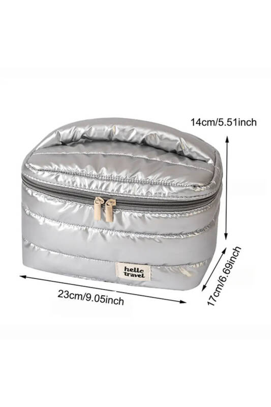 Makeup Bag Silver Büyük Boy Seyahat Makyaj Çantası - 3