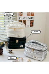 Makeup Bag Silver Büyük Boy Seyahat Makyaj Çantası - 4