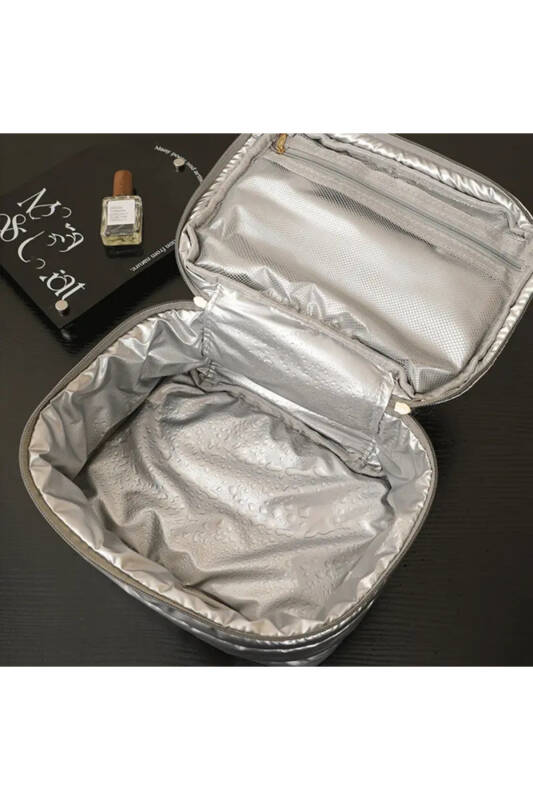 Makeup Bag Silver Büyük Boy Seyahat Makyaj Çantası - 5